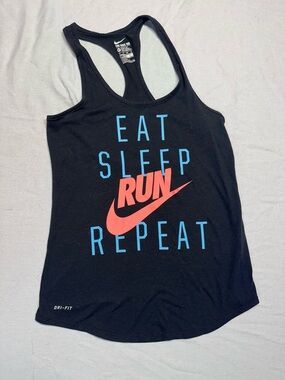 Nike Black Dri-FIT Athletic Tank Top Eat Sleep Run Repeat Womens XSmall